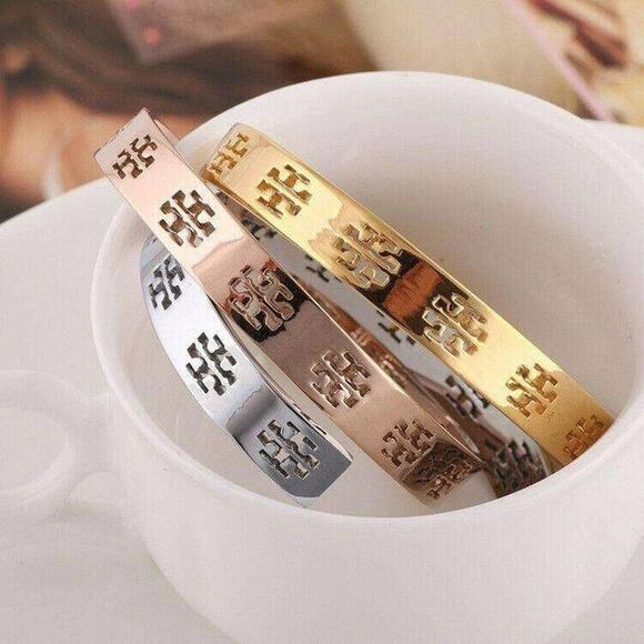 NWOT Tory Burch Rose Gold Cut Out Cuff Bracelet - Picture 5 of 6